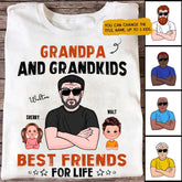 Grandfather and child T-shirt  - Grandpa & Grandkids Best Friends For Life Personalized Shirt